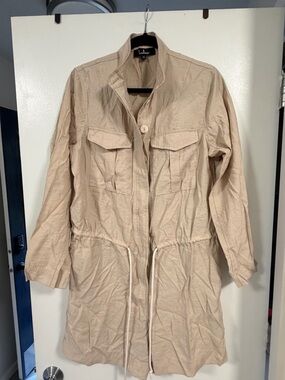 Lulu's Neutral Beige Drawstring Utility Romper